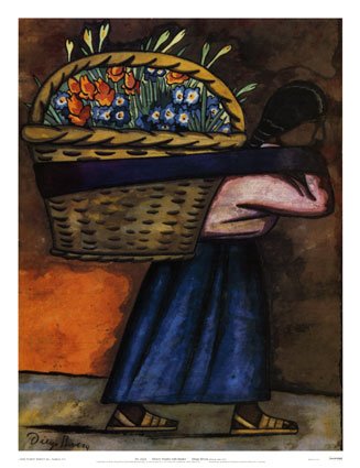 Flower Vendor with Basket by Diego Rivera