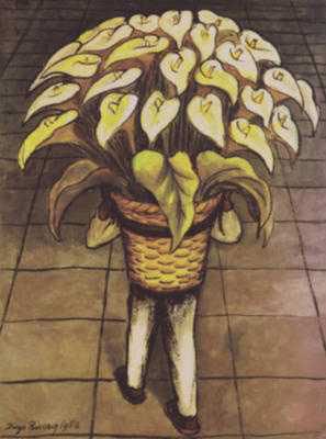 Man Carrying Calla Lilies by Diego Rivera