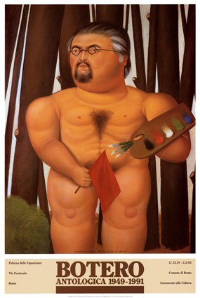 Self-Portrait with Flag by Fernando Botero