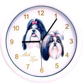 Shih Tzu DOG Hand Painted Round Wall Clock